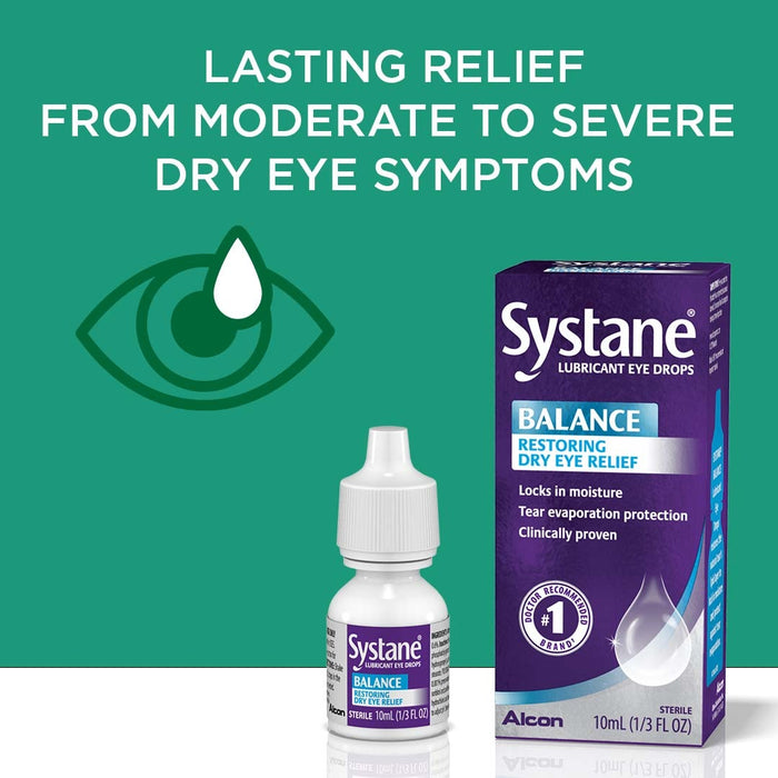 Systane Balance Lubricant Eye Drops Restore Dry Eye Relief - 10mL X 2Ct