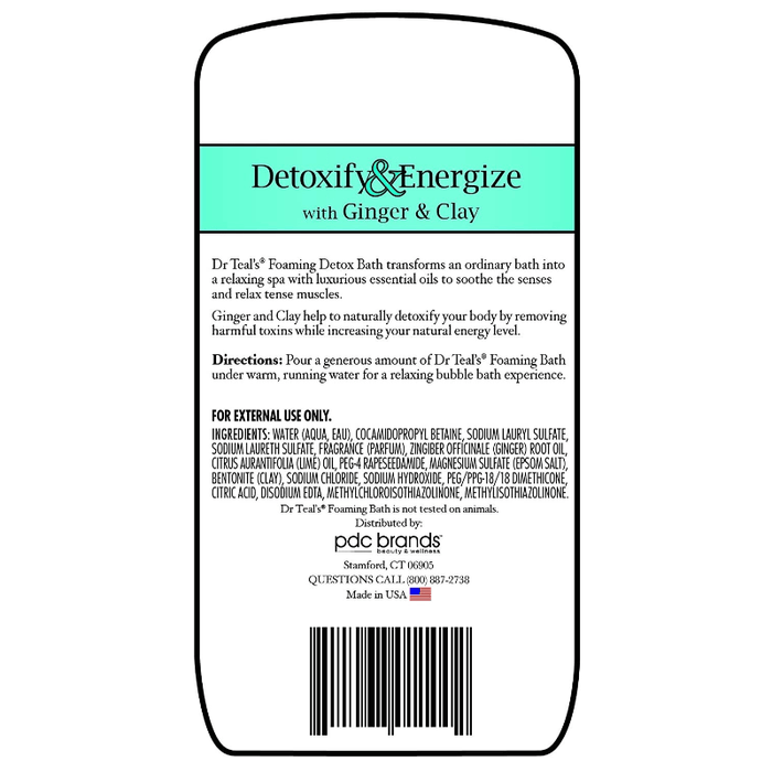 Dr. Teal's Foaming Bath Detoxify & Energize w/ Ginger & Clay - 34 Oz