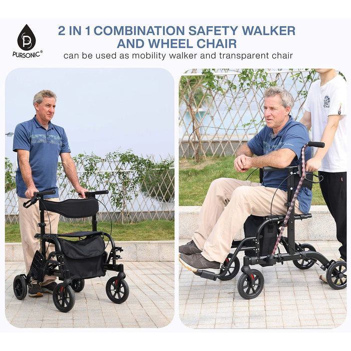 Pursonic Purstability 2-in-1 Rolling Rollator Wheelchair Walker