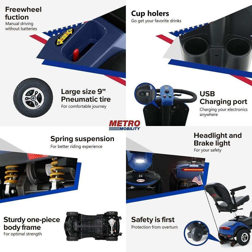Metro Mobility Patriot Series 4-Wheel Travel Mobility Scooter - Shop Home Med