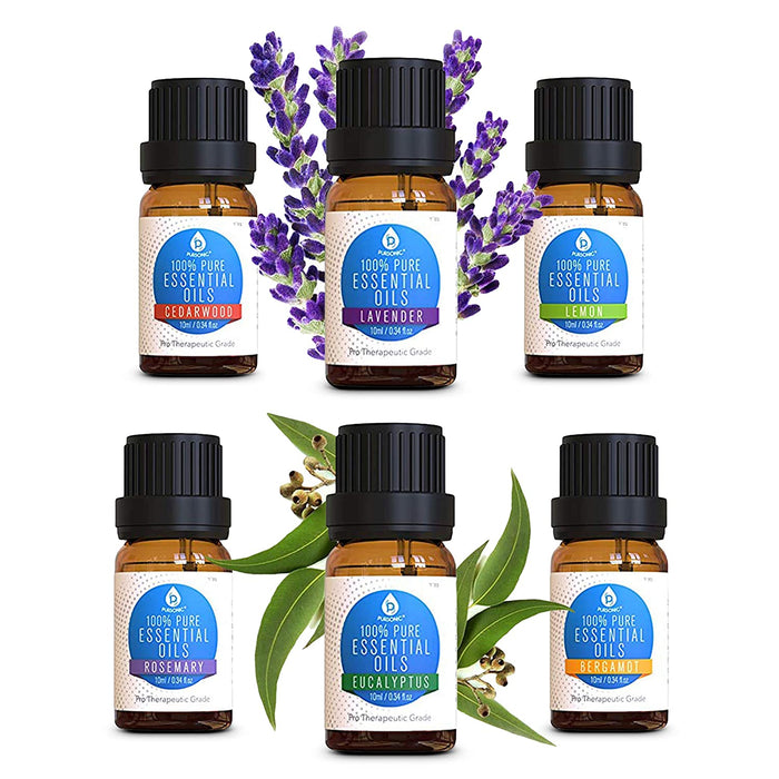 Pursonic 100% Pure Essential Oil Blends & Aromatherapy Oils Set - 6 Varieties