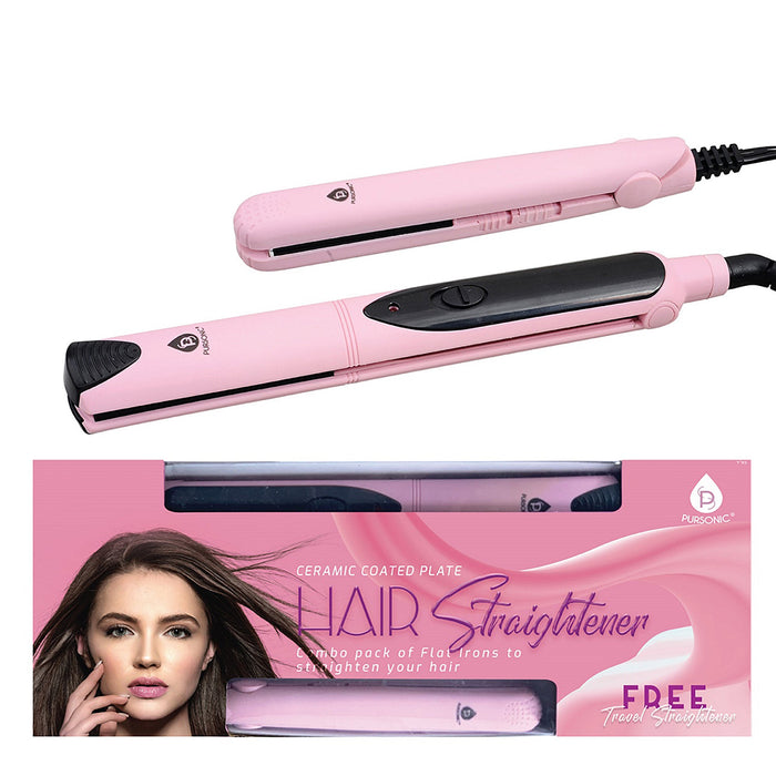 Pursonic Professional Salon Quality Flat Iron Hair Straightener With A Free Travel Straightener