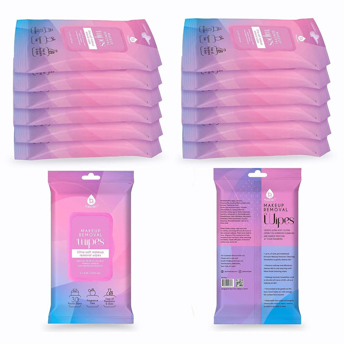 Pursonic Makeup Removal Wipes Ultra-Soft Gentle Safe for Eyes - 12 Ct