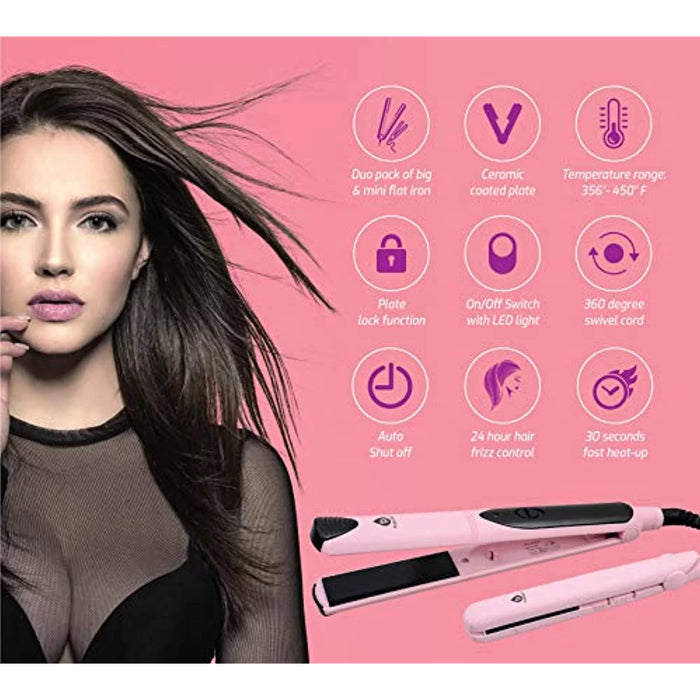 Pursonic Professional Salon Quality Flat Iron Hair Straightener With A Free Travel Straightener