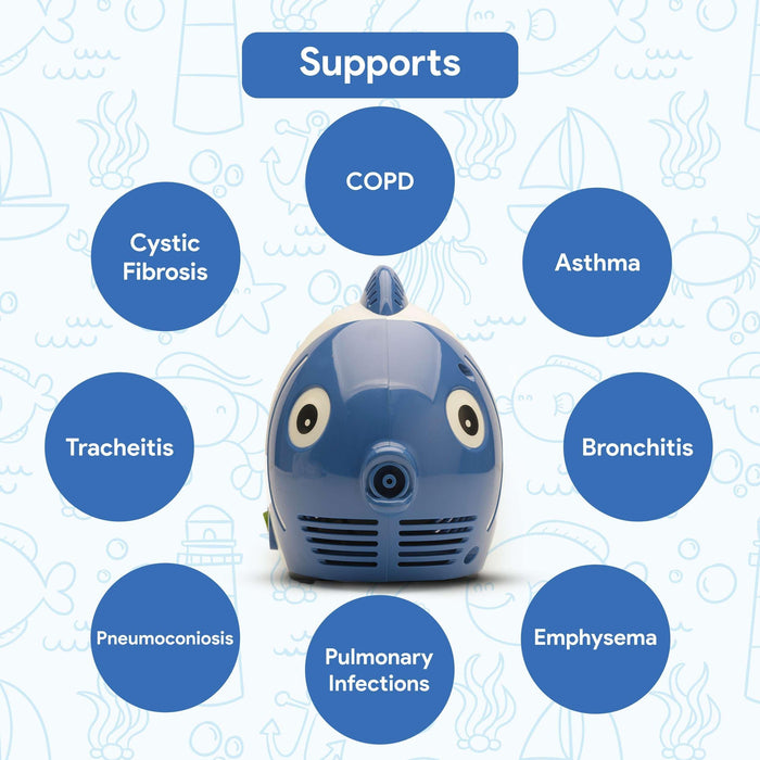 Portable Nebulizer Machine for Kids – Blue Fish Breathing Treatment Machine