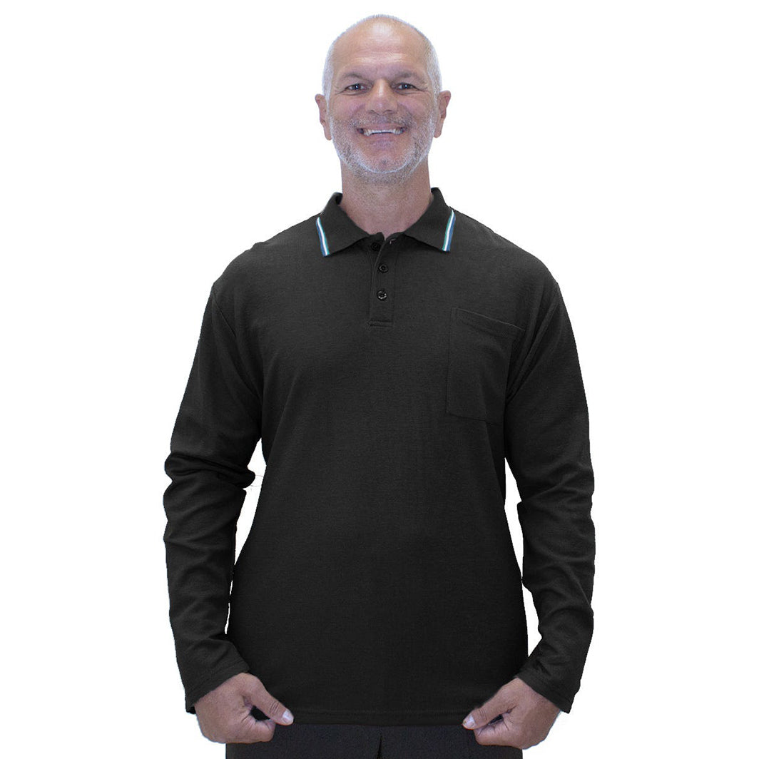 Silverts Men's Adaptive Open Back Polo Shirt with Long Sleeves