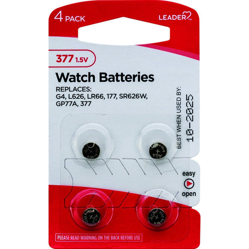 Leader Tm Battery Watch 377 4 Ct , Each