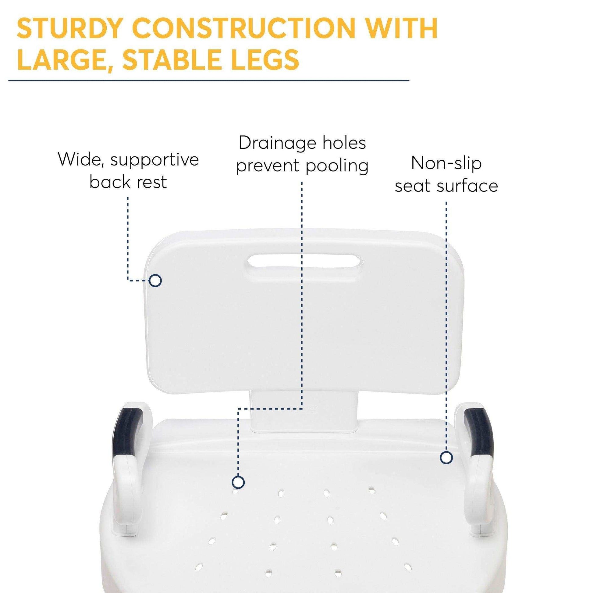 Drive Medical Premium Series Shower Chair with Back and Arms - Shop Home Med