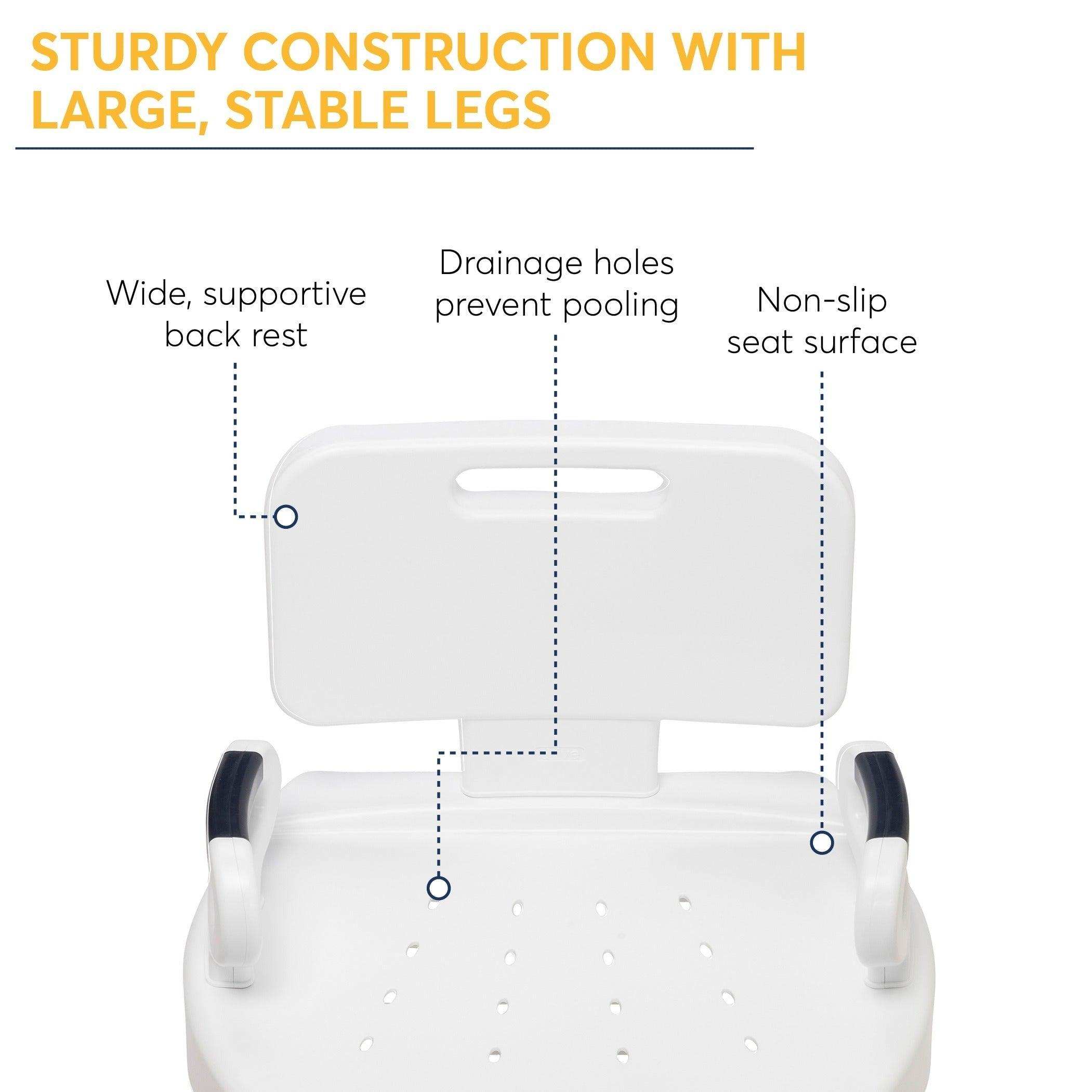 Drive Medical Premium Series Shower Chair with Back and Arms - Shop Home Med