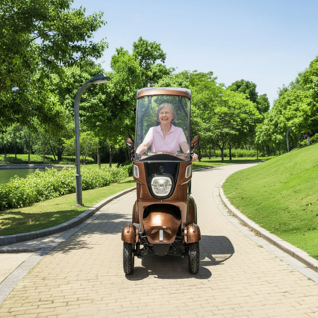 Electric Covered Mobility Scooter with Canopy and Windshield