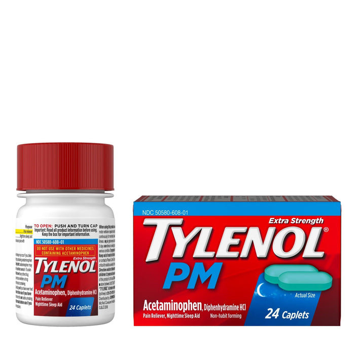 Tylenol PM Extra Strength Pain Reliever & Sleep Aid Caplets - 24 Ct - Shop Home Med