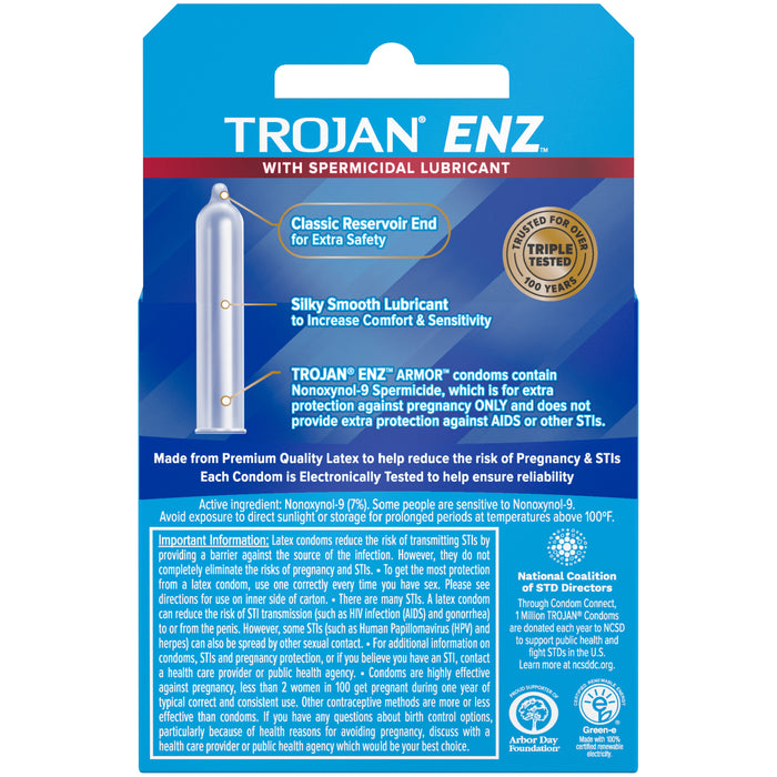 Trojan-Enz with Spermicidal Lubricant - 3 Ct