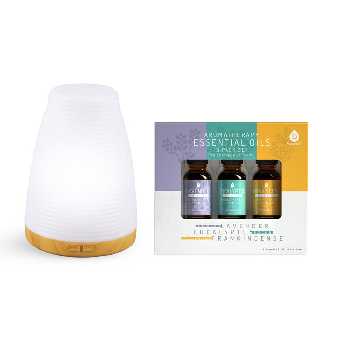 Pursonic 2-in-1 USB Aromatherapy Diffuser & Essential Oil Set: 300ml 7 Lights