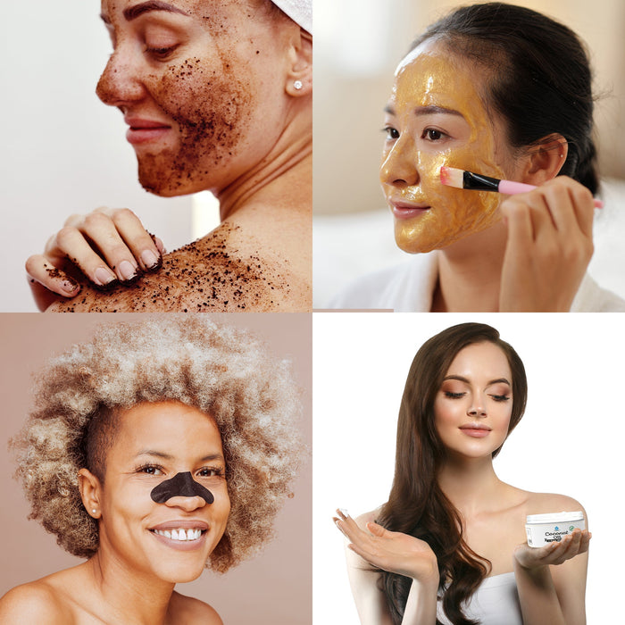 Pursonic Pamper & Glow Bundle: Charcoal Nose Strips Coffee Scrub Coconut Oil Mask Honey Mask