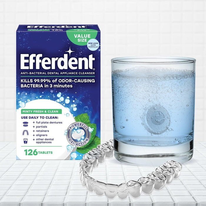 Efferdent Plus Mint Anti-Bacterial Denture Cleanser Tablets - 126 ct. - Shop Home Med