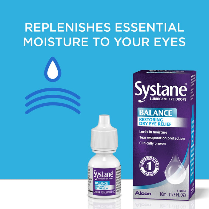 Systane Balance Lubricant Eye Drops Restore Dry Eye Relief - 10mL X 2Ct