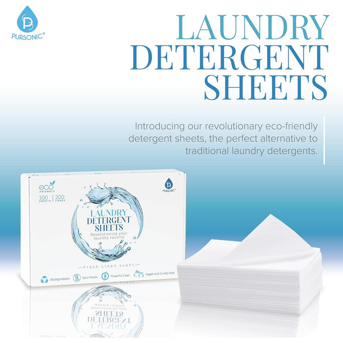 Pursonic Natural Laundry Detergent Sheets Eco Friendly– Fresh Linen Scent