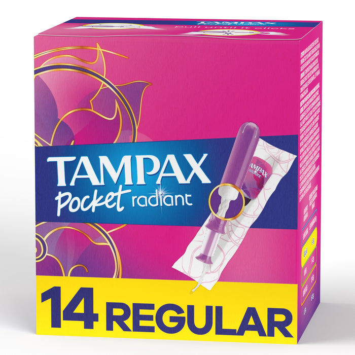 Tampax Pocket Radiant Compact Tampons Regular Super Absorbency - Unscented