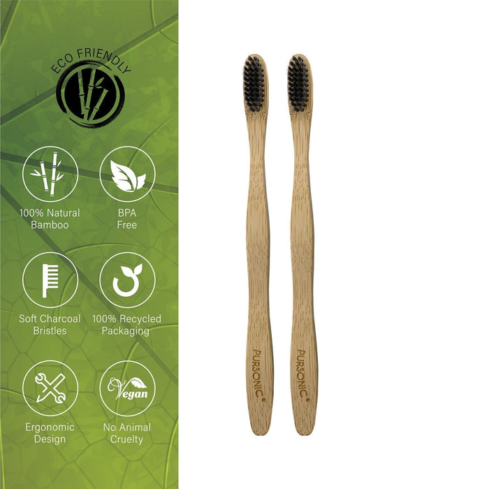 Pursonic Eco-Friendly Bamboo Toothbrushes & Charcoal Whitening Toothpaste