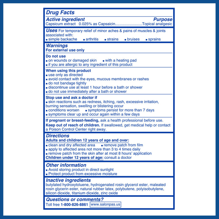 Salonpas Pain Relieving Hot Capsicum Patch - 3 Ct