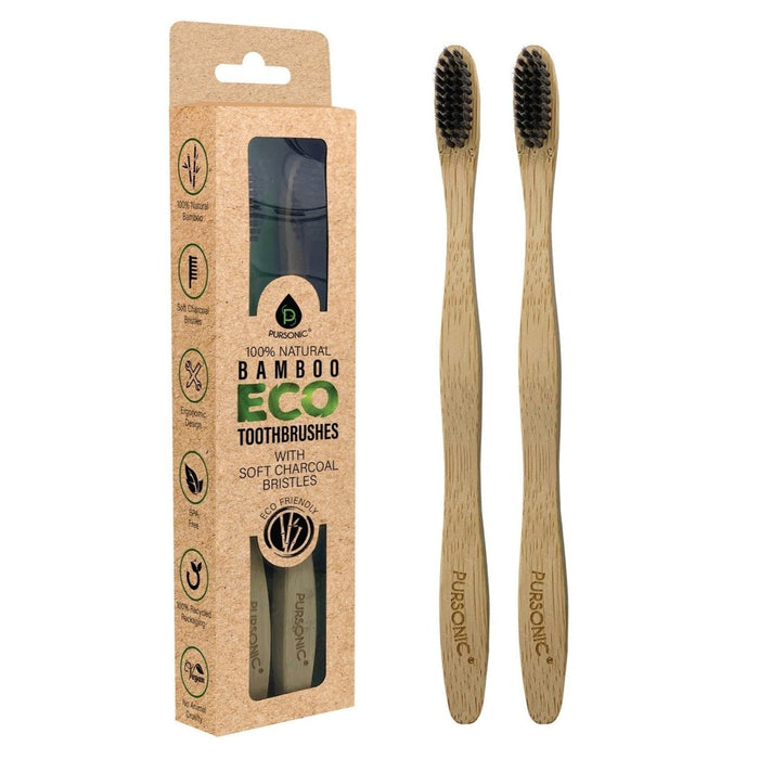 Pursonic Eco-Friendly Bamboo Toothbrushes & Charcoal Whitening Toothpaste