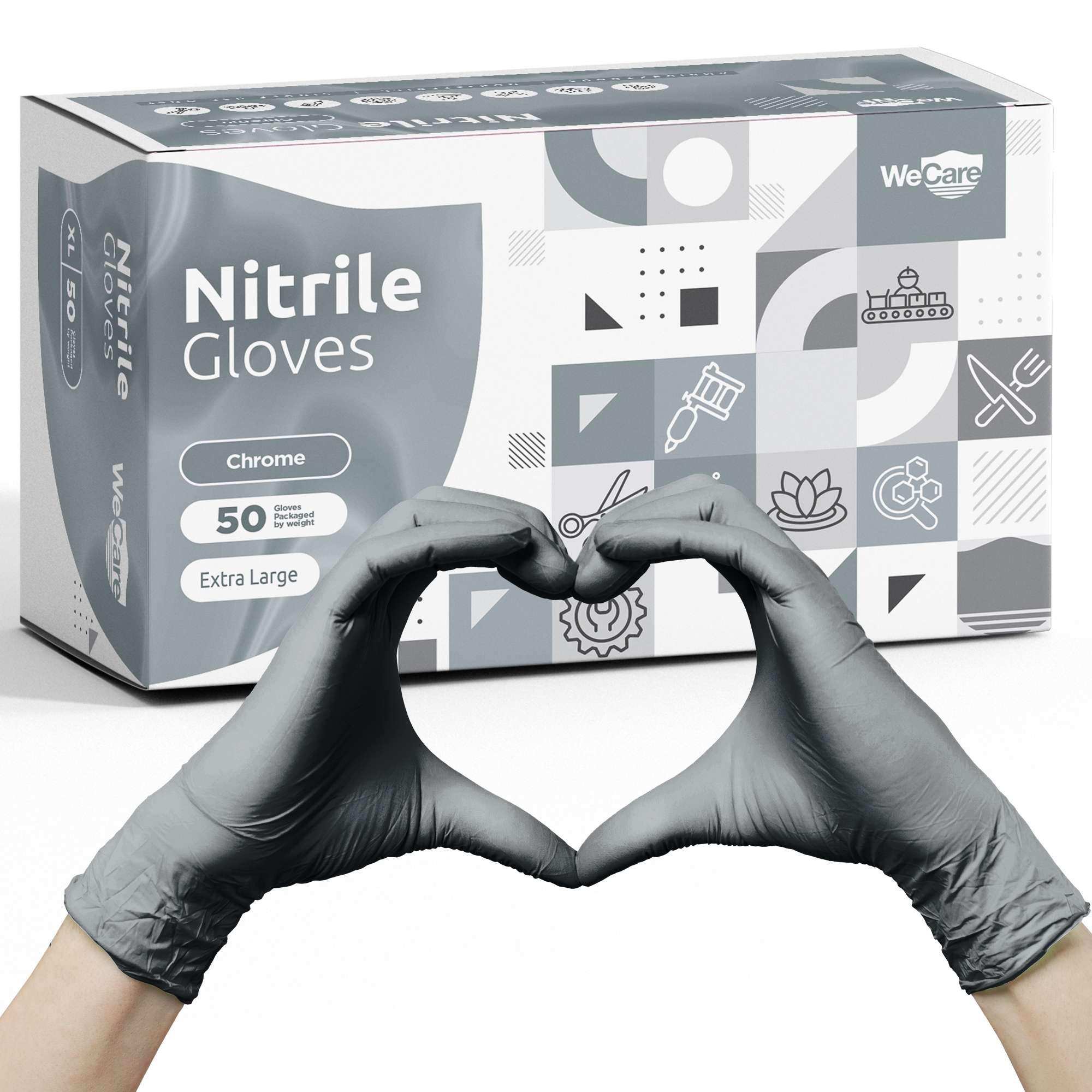 WeCare Pearlescent Chrome Disposable Nitrile Gloves - Shop Home Med