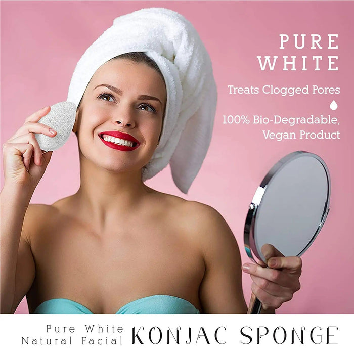 Pursonic Natural Konjac Sponge Duo Exfoliating & Antibacterial Skincare Set