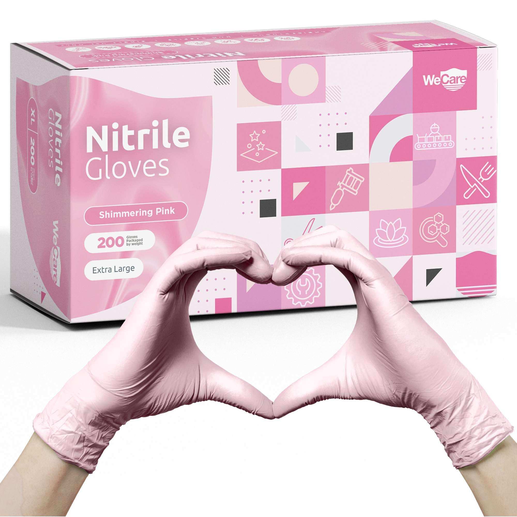WeCare Pearlescent Pink Disposable Nitrile Gloves - Shop Home Med