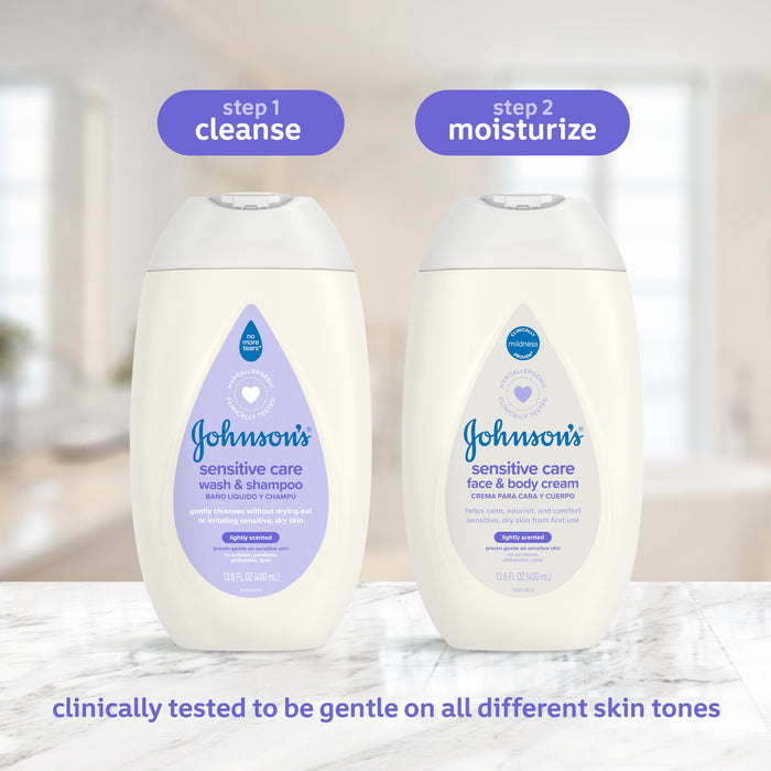 Johnson's Baby Sensitive Care Face & Body Lotion Cream Body Wash & Shampoo