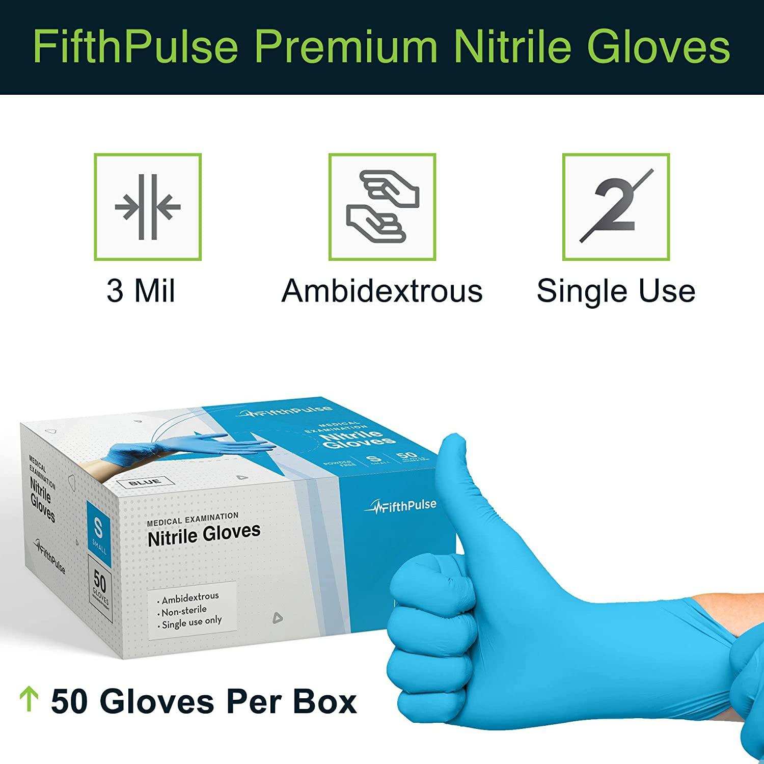 FifthPulse Blue Nitrile Disposable Gloves - Shop Home Med