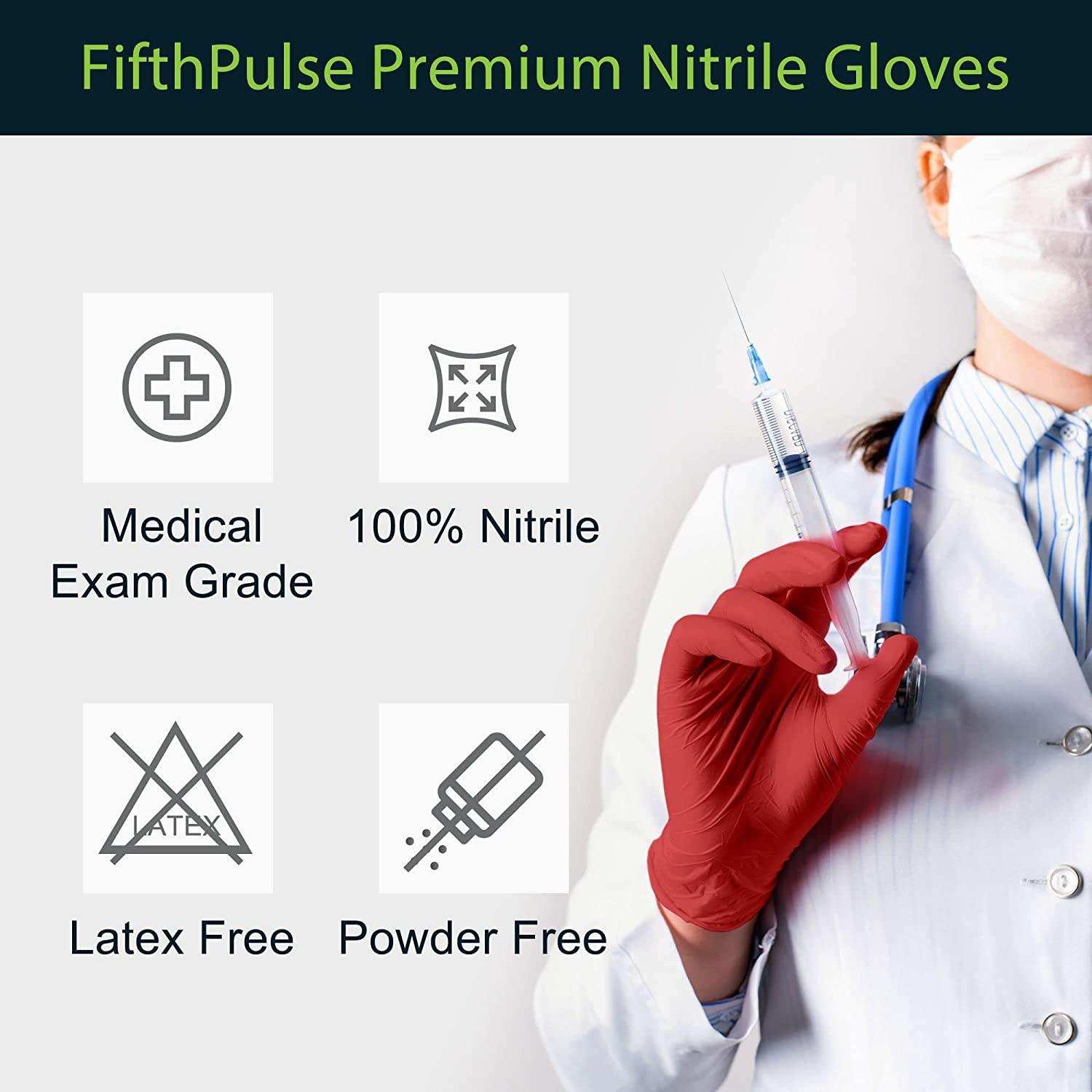FifthPulse Burgundy Nitrile Exam Gloves - Shop Home Med