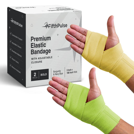 FifthPulse Elastic Compression Bandage Medical Wrap - Yellow and Green - Shop Home Med