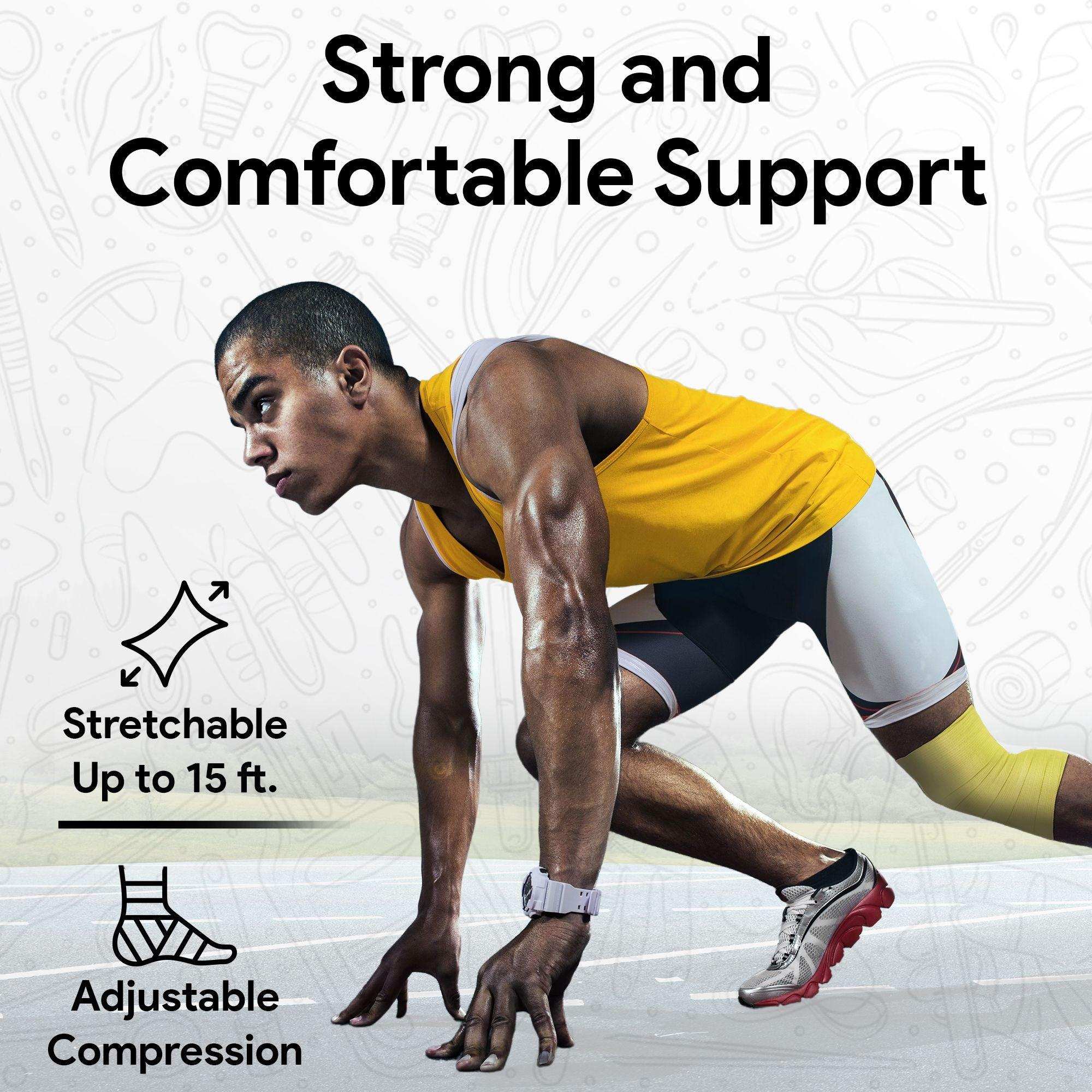 FifthPulse Elastic Compression Bandage Medical Wrap - Yellow and Green - Shop Home Med