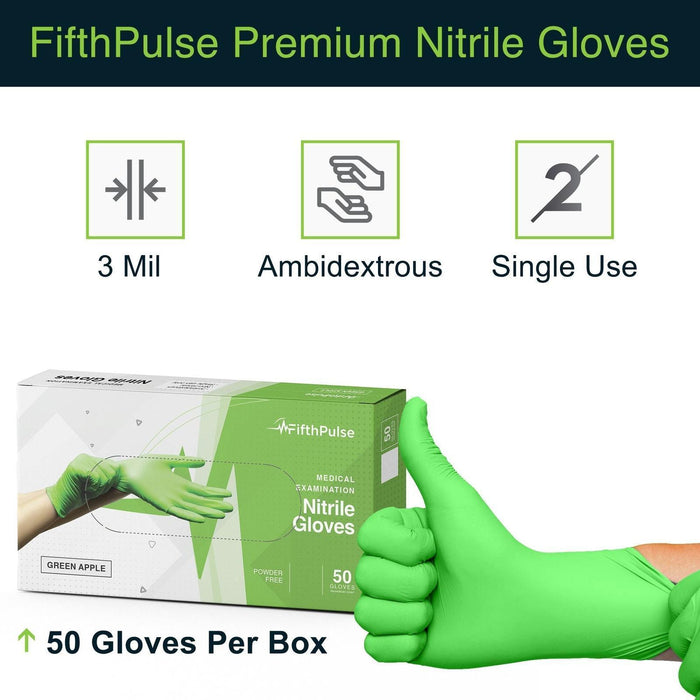 FifthPulse Green Disposable Nitrile Gloves - Shop Home Med