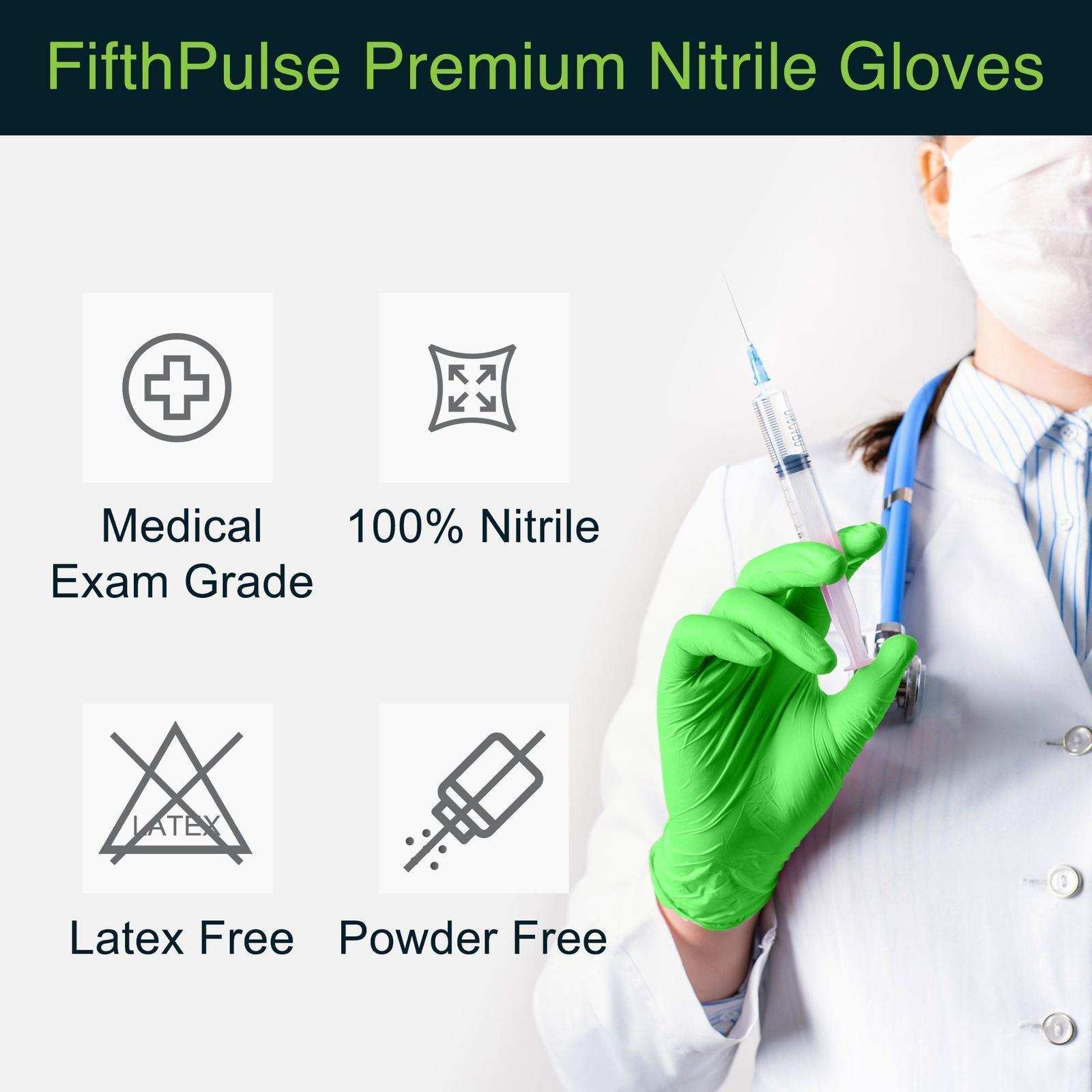 FifthPulse Green Disposable Nitrile Gloves - Shop Home Med