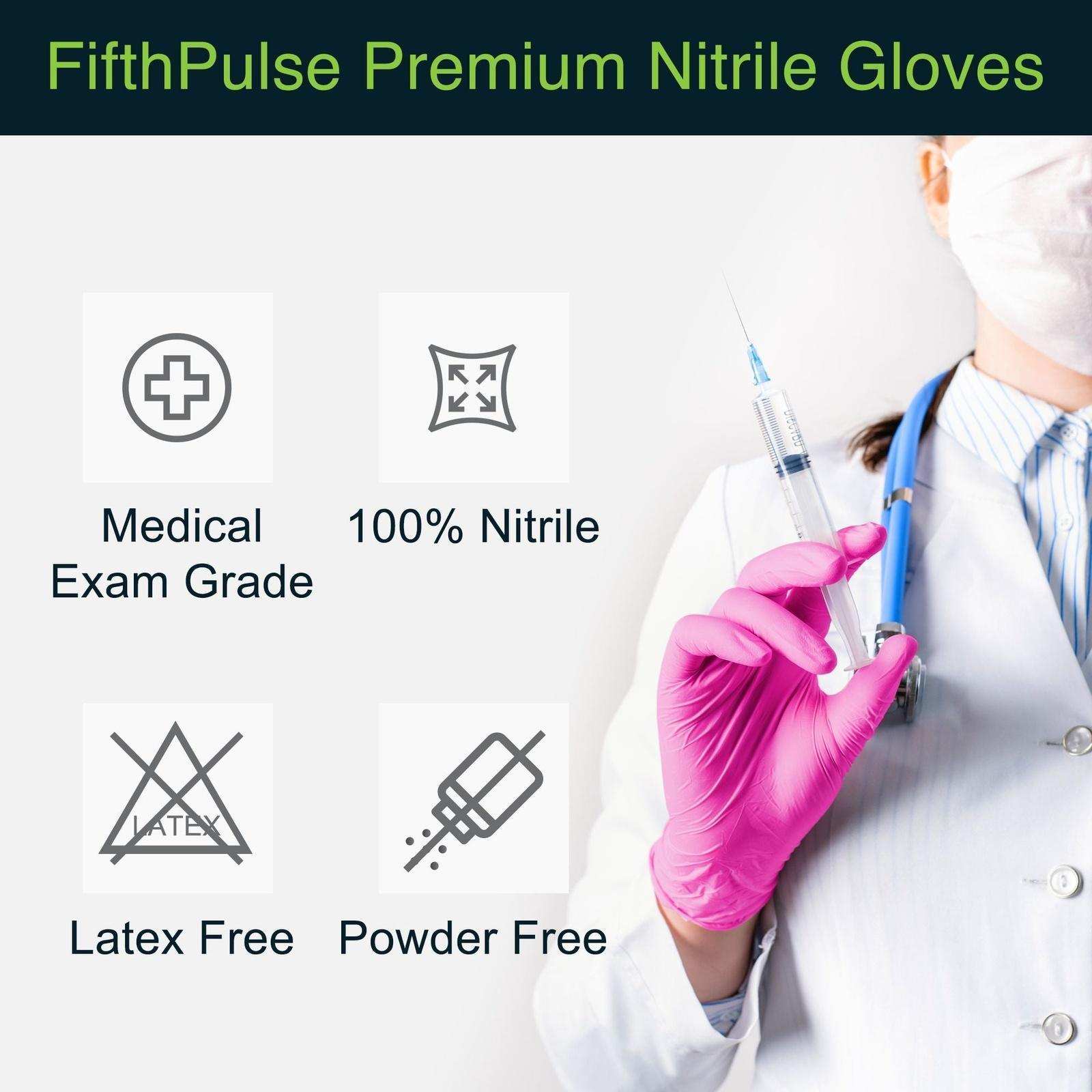 FifthPulse Hot Pink Disposable Nitrile Gloves - Shop Home Med