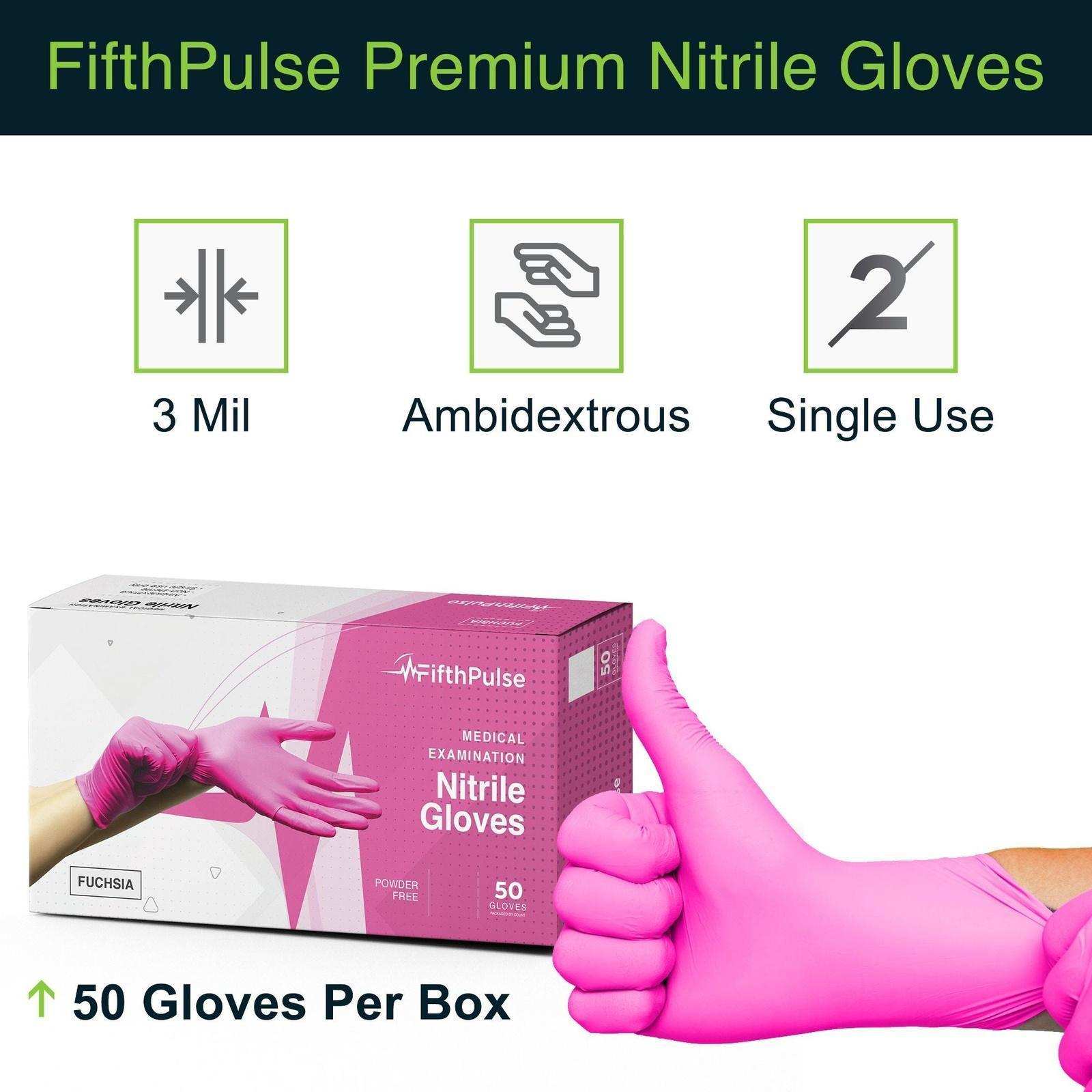 FifthPulse Hot Pink Disposable Nitrile Gloves - Shop Home Med