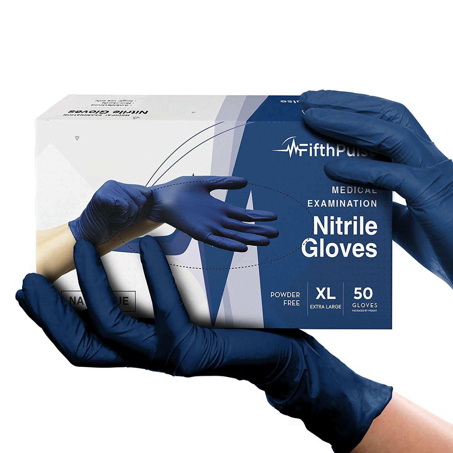 FifthPulse Navy Blue Nitrile Exam Gloves - Shop Home Med