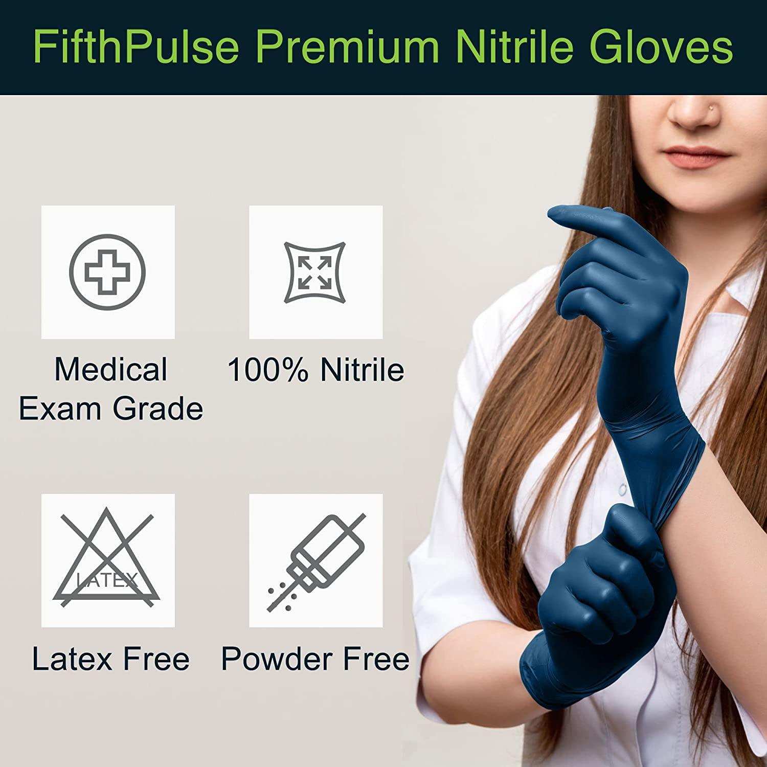FifthPulse Navy Blue Nitrile Exam Gloves - Shop Home Med