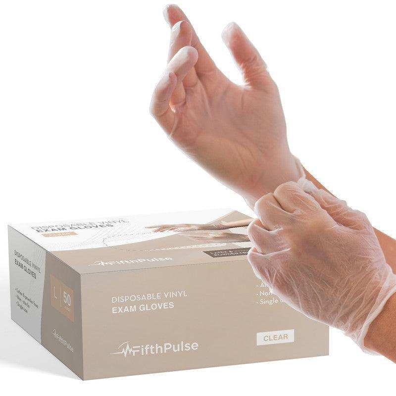 FifthPulse Vinyl Exam Gloves 50 Pack - Powder Free - Shop Home Med