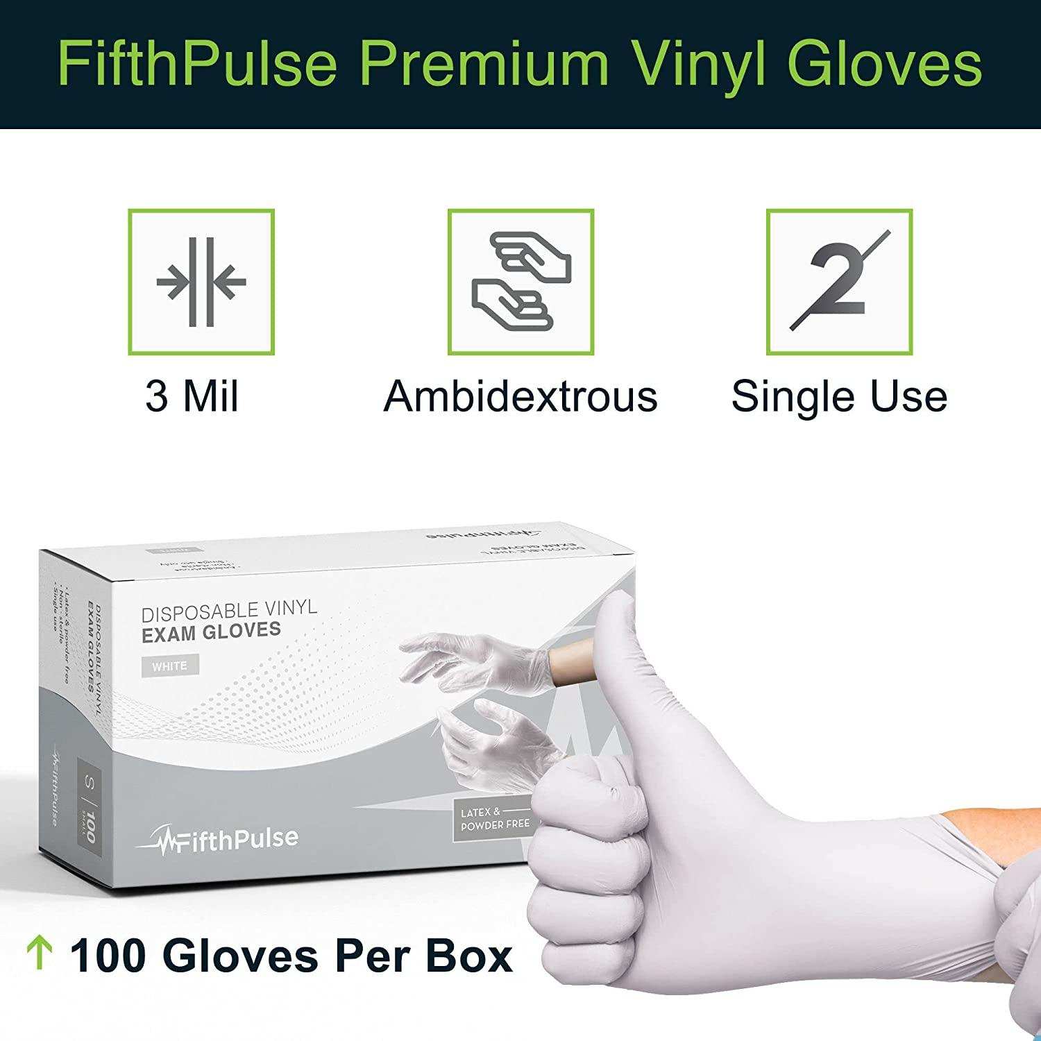 FifthPulse White Vinyl Exam Gloves - Shop Home Med