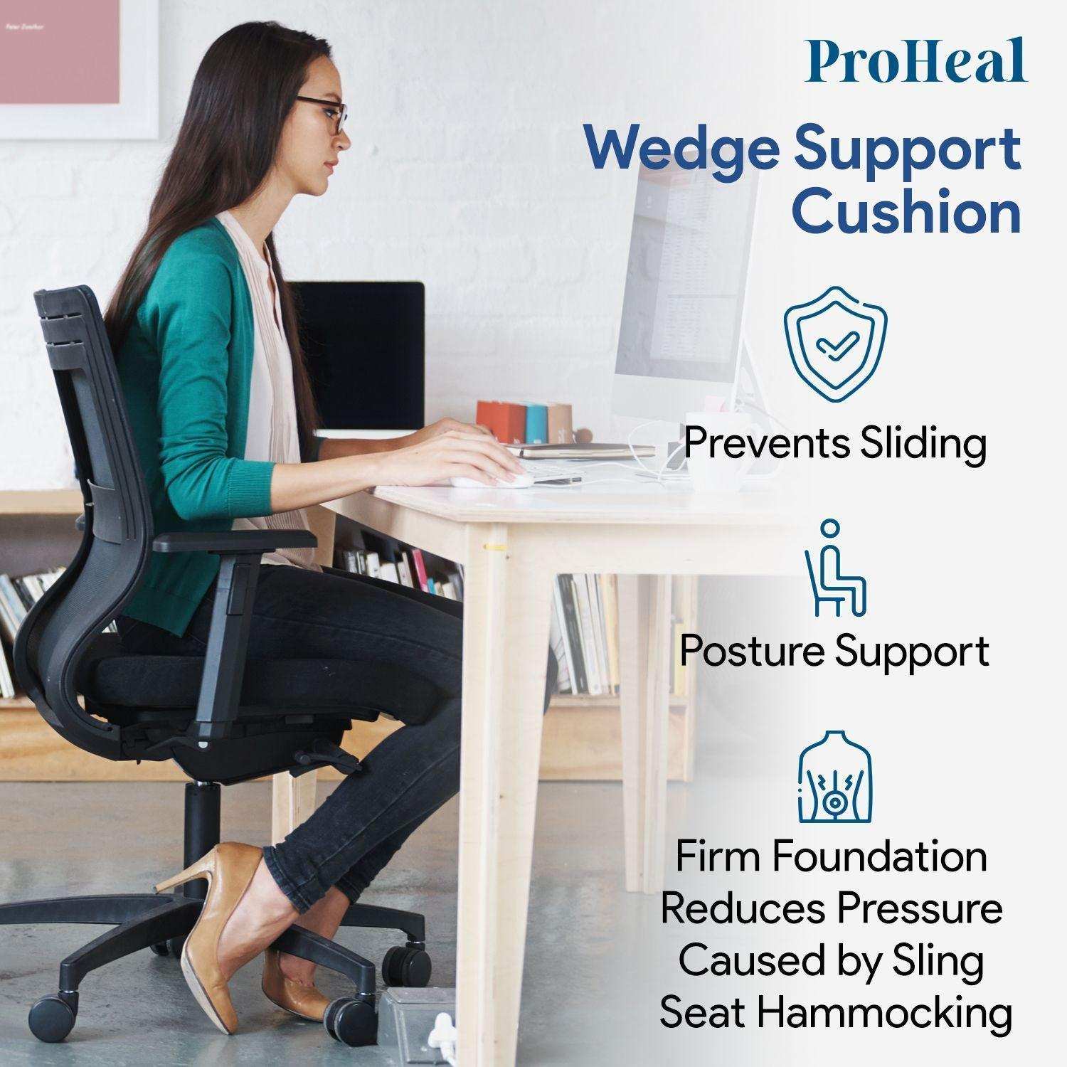 ProHeal Foam Wedge Seat Cushion with Pommel - For Better Posture & Hip Positioning - Shop Home Med