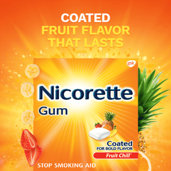 Nicorette 4mg Stop Smoking Aid Gum Fruit Chill - 20Ct