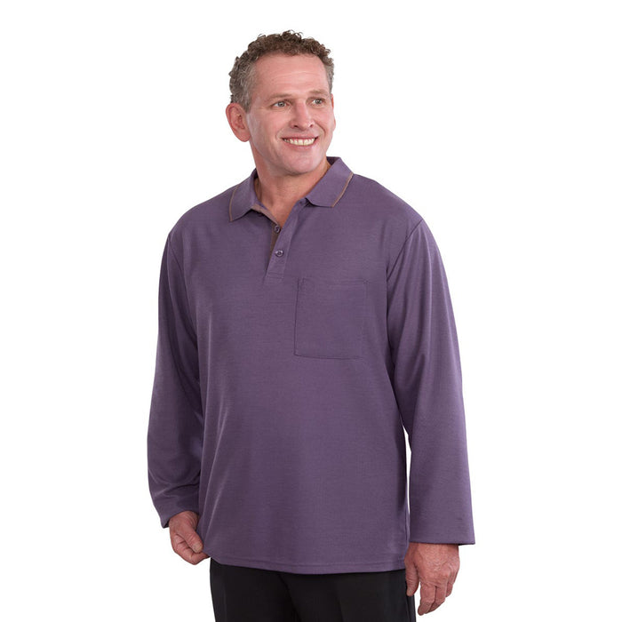 Silverts Men's Adaptive Open Back Polo Shirt with Long Sleeves