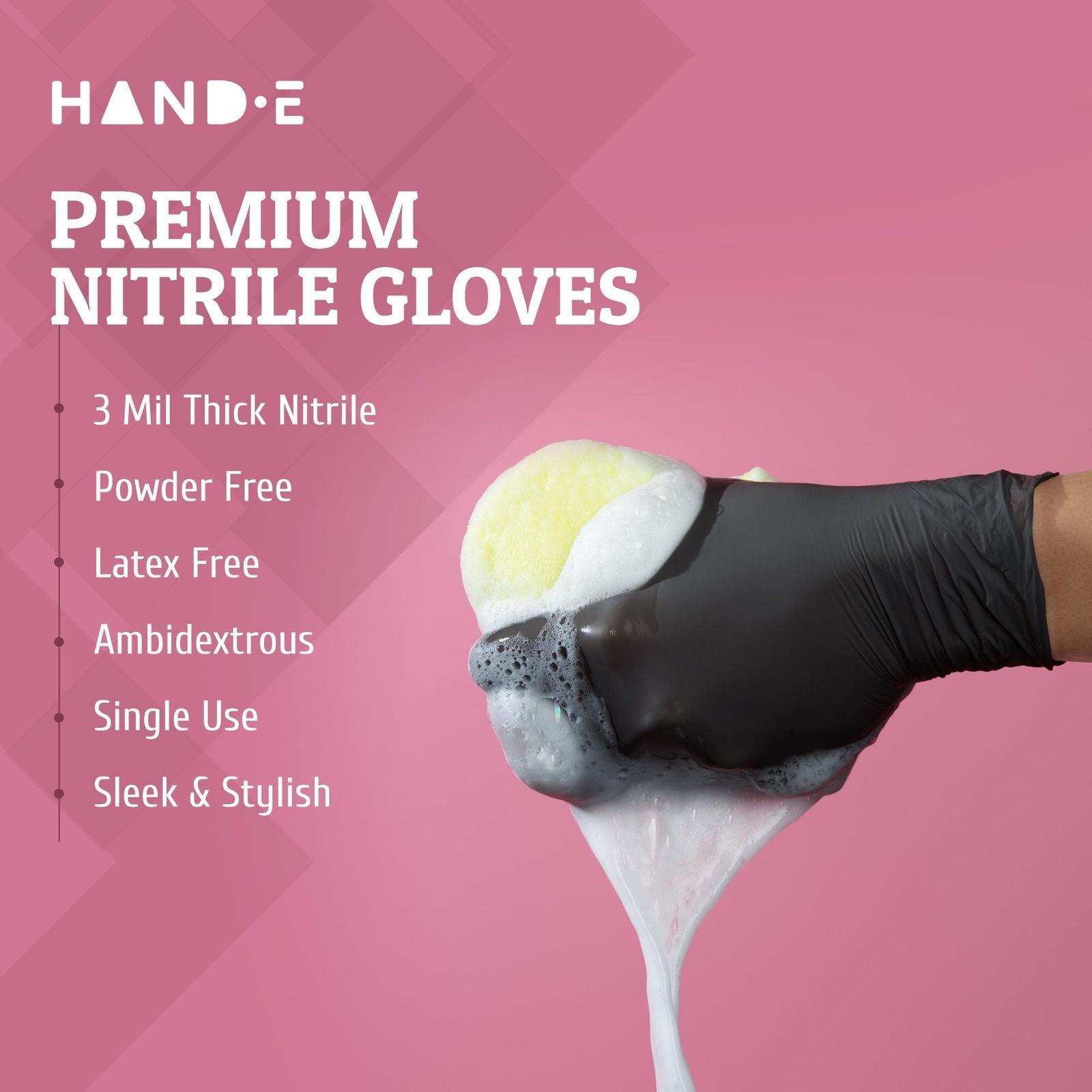 Hand-E Nitrile Gloves - Black - Shop Home Med