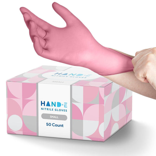 Hand-E Nitrile Gloves - Pink - Shop Home Med