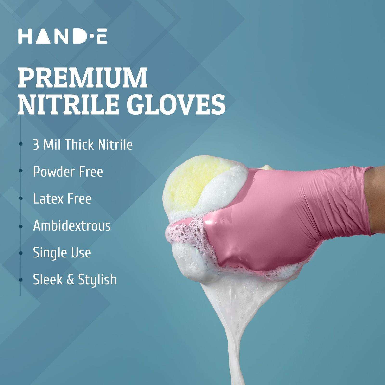 Hand-E Nitrile Gloves - Pink - Shop Home Med