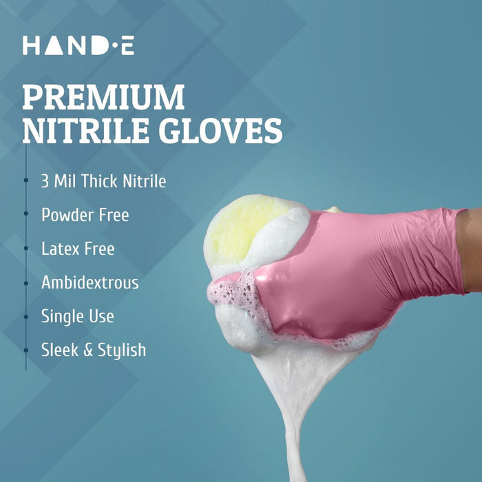 Hand-E Nitrile Gloves - Pink — Shop Home Med