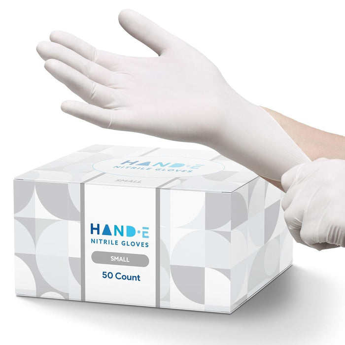 Hand-E Nitrile Gloves - White - Shop Home Med