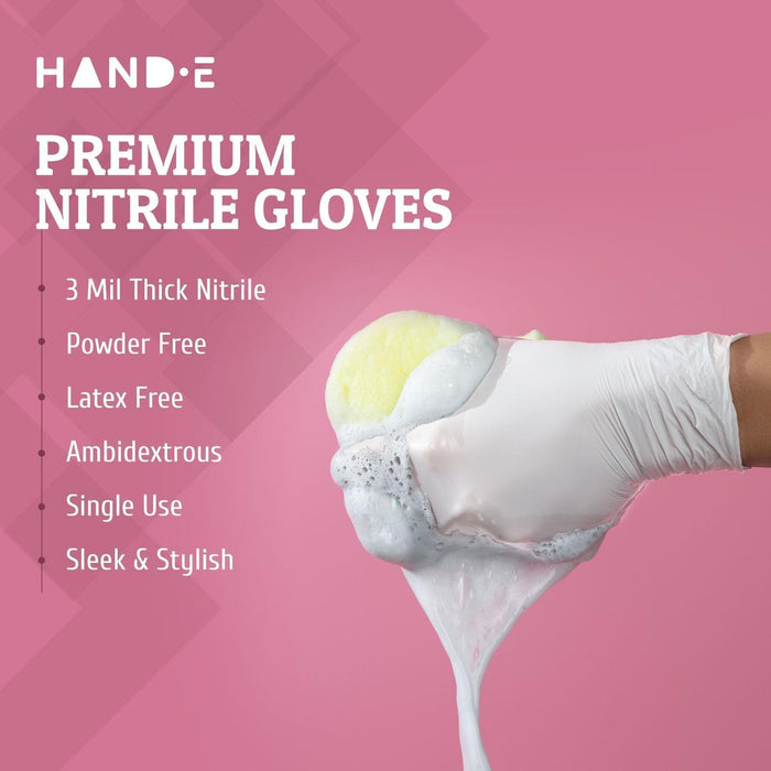 Hand-E Nitrile Gloves - White - Shop Home Med